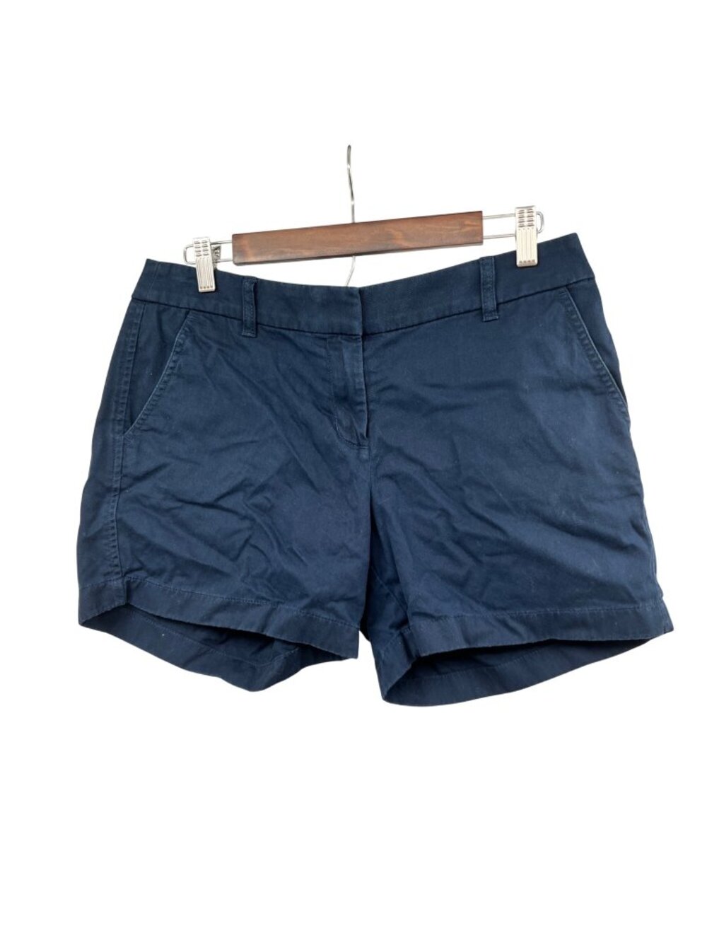 J. Crew Womens Chino Shorts Flat Front Navy Size 6 Pockets